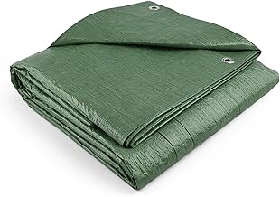 Tarpaulin Waterproof Heavy Duty | (1.2m x 1.8m) Plastic Green Tarpaulin Sheet (80GSM) with Reinforced Eyelets | UV/Tear Resistant Multipurpose Weatherproof Tarp for Garden, Farming and Camping