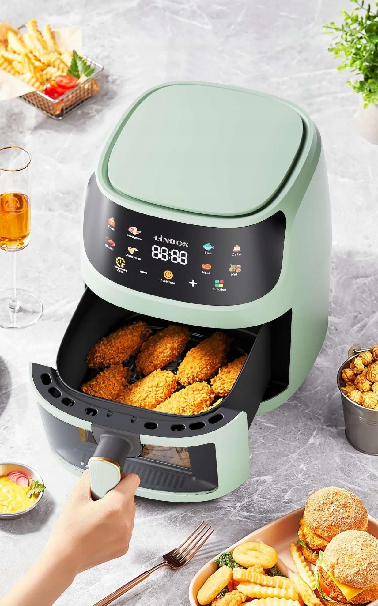 FRYTKOWNICA BEZTŁUSZCZOWA AIR FRYER LINBOX ZIELONA