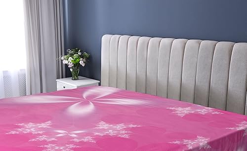 Miniatura 2 de Ambesonne Sábana bajera color rosa intenso, arreglo floral vibrante sobre un fondo abstracto rosa intenso, diseño moderno, ropa de cama de tela