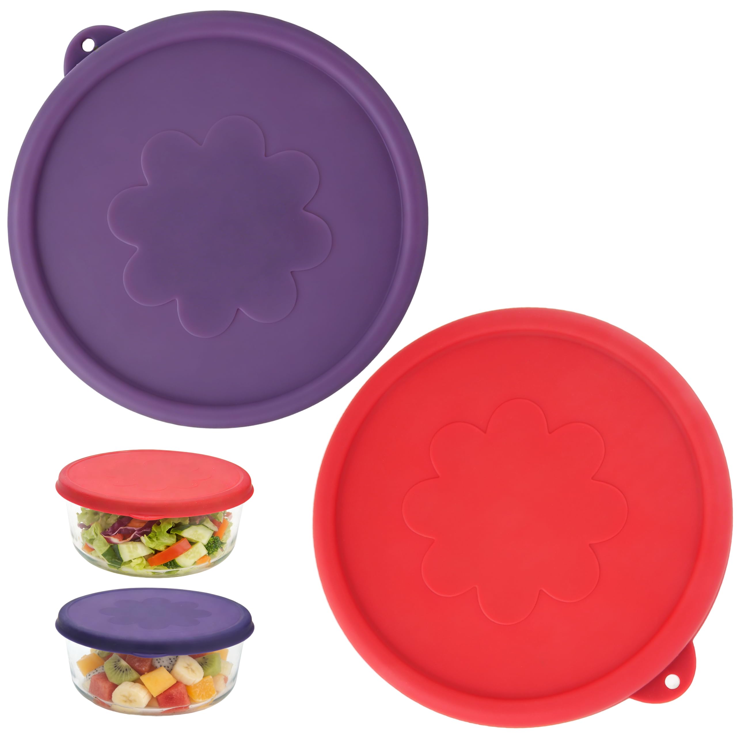 Photo 1 of Fantovo 7 Cup Round Silicone Storage Cover Lids Replacement for Anchor Hocking Glass Bowls (Container not Included) 2 Pack