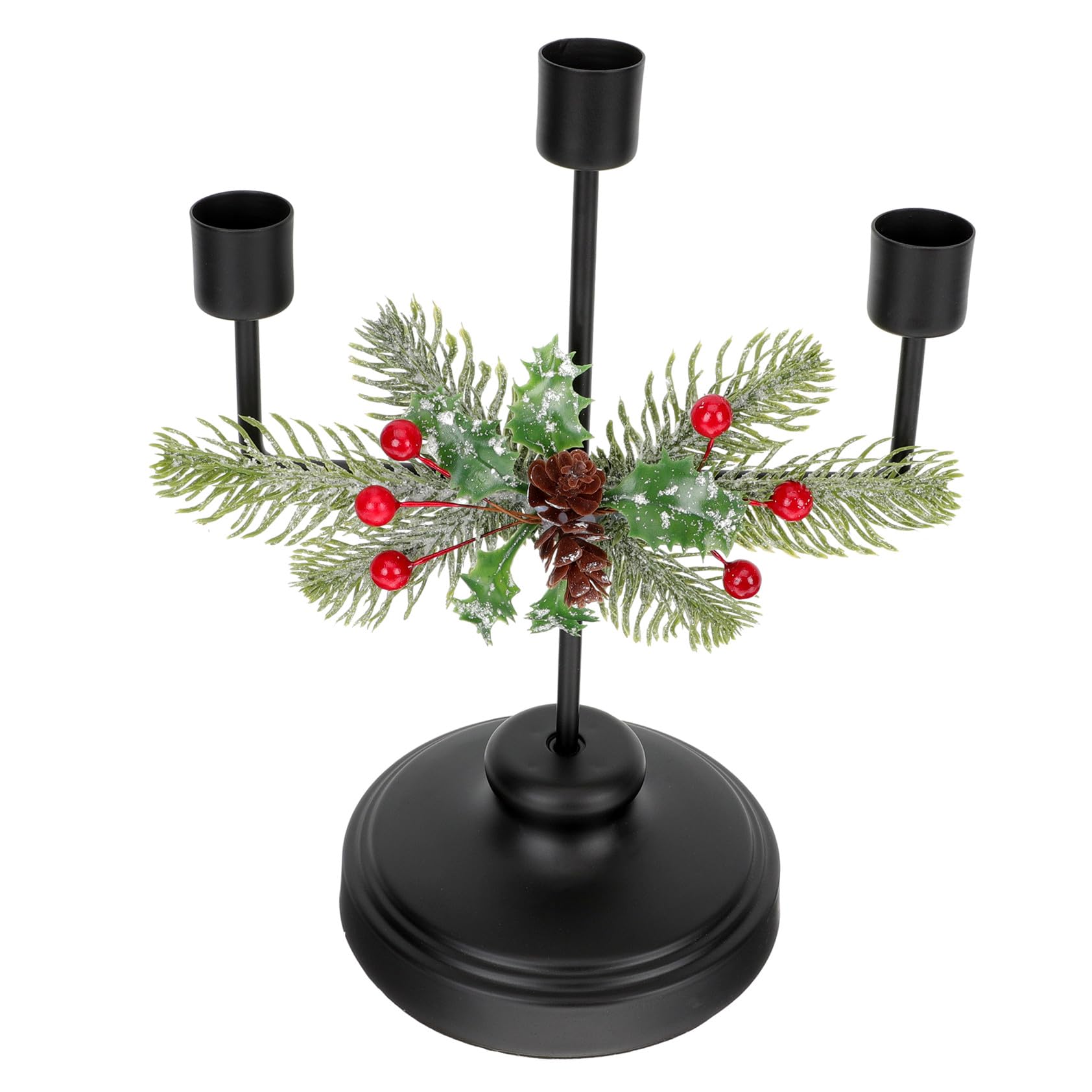 PRETYZOOM 2 Piezas Candelabro De Navidad Adorno De Navidad Decoración De Mesa De Portavelas De Soporte De Vela Cónica Centro De Mesa De Artificial Metal Black