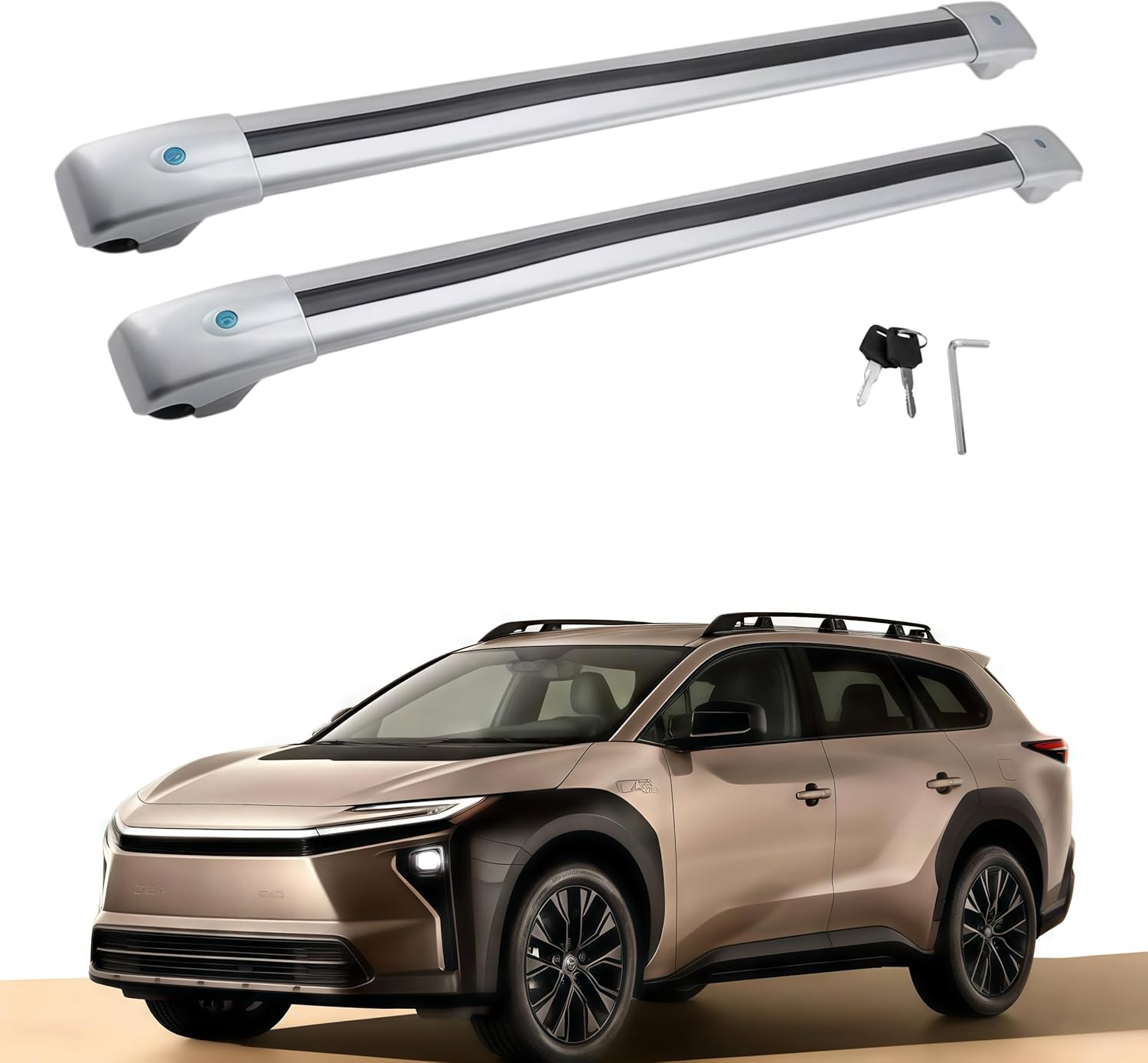 Roof Rack Cross Bars Fit for Toyota BZ4x Touring 2026 Lockable Aluminum Crossbars Cargo Carrier 2PCS Silver