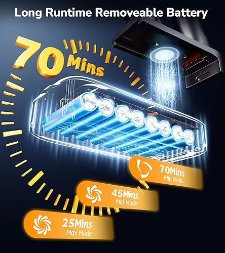 Miniatura 3 de Aspiradora inalámbrica, 550 W, 48 Kpa, 70 minutos, aspiradora para el hogar, aspiradora de pie con pantalla táctil, base de pared, aspiradora