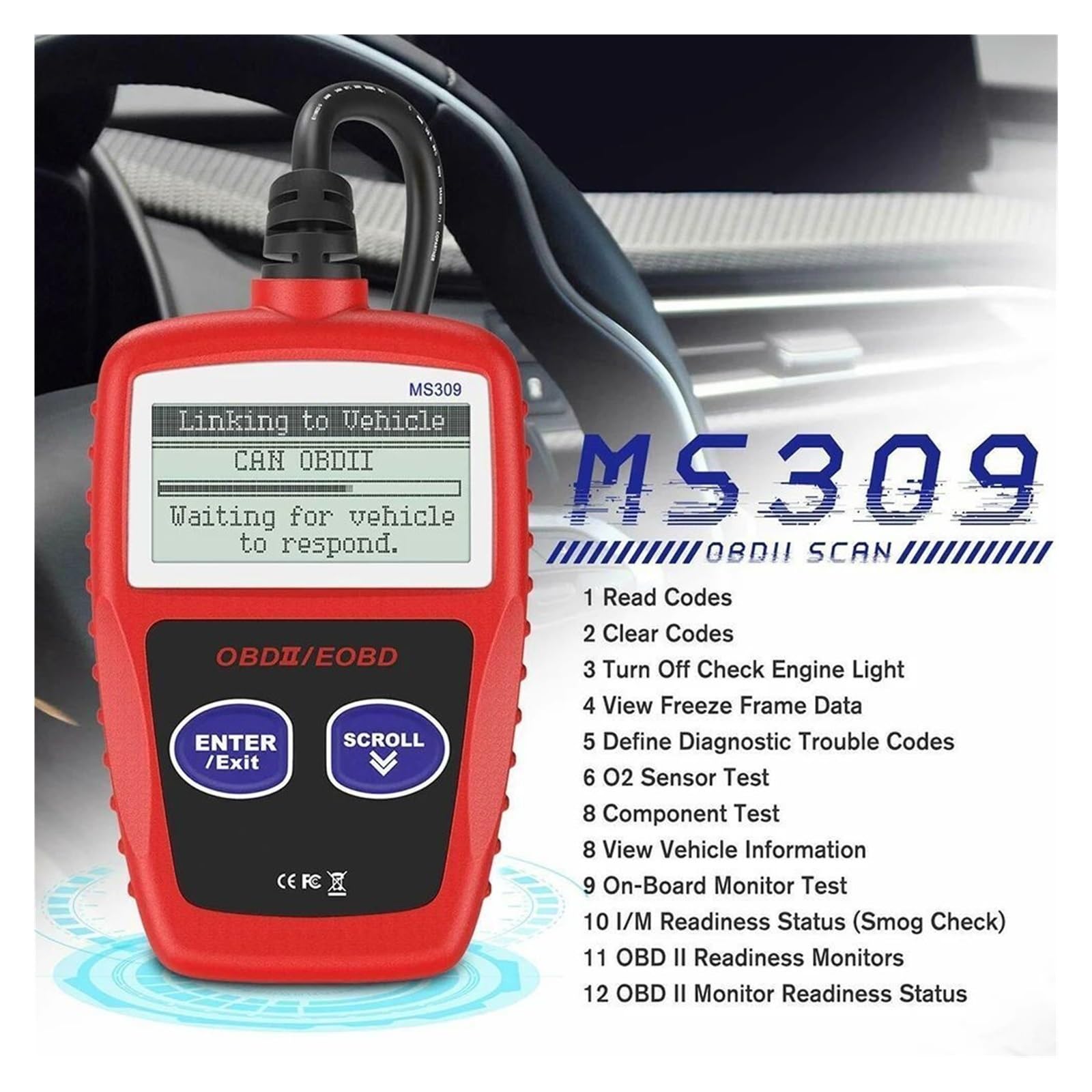 Ms309 skaner obd2 samochód sprawdź czytnik kodów silnika błąd Scanni Obd, maszyna diagnostyczna dla wszystkich samochodów,Przyjazny dla użytkownika