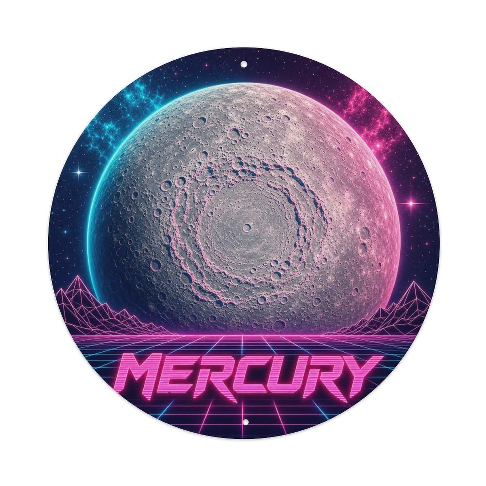 Space Age Mercury Planet Celestial Starry Sky Metal Tin Sign