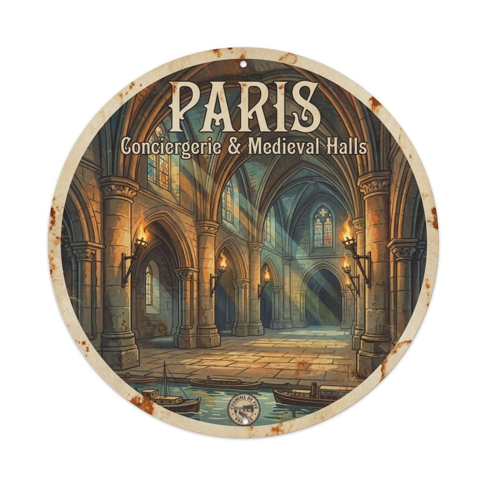 Olhnbad Style Heritage City Paris Conciergerie Medieval Halls Travel Metal Tin Sign