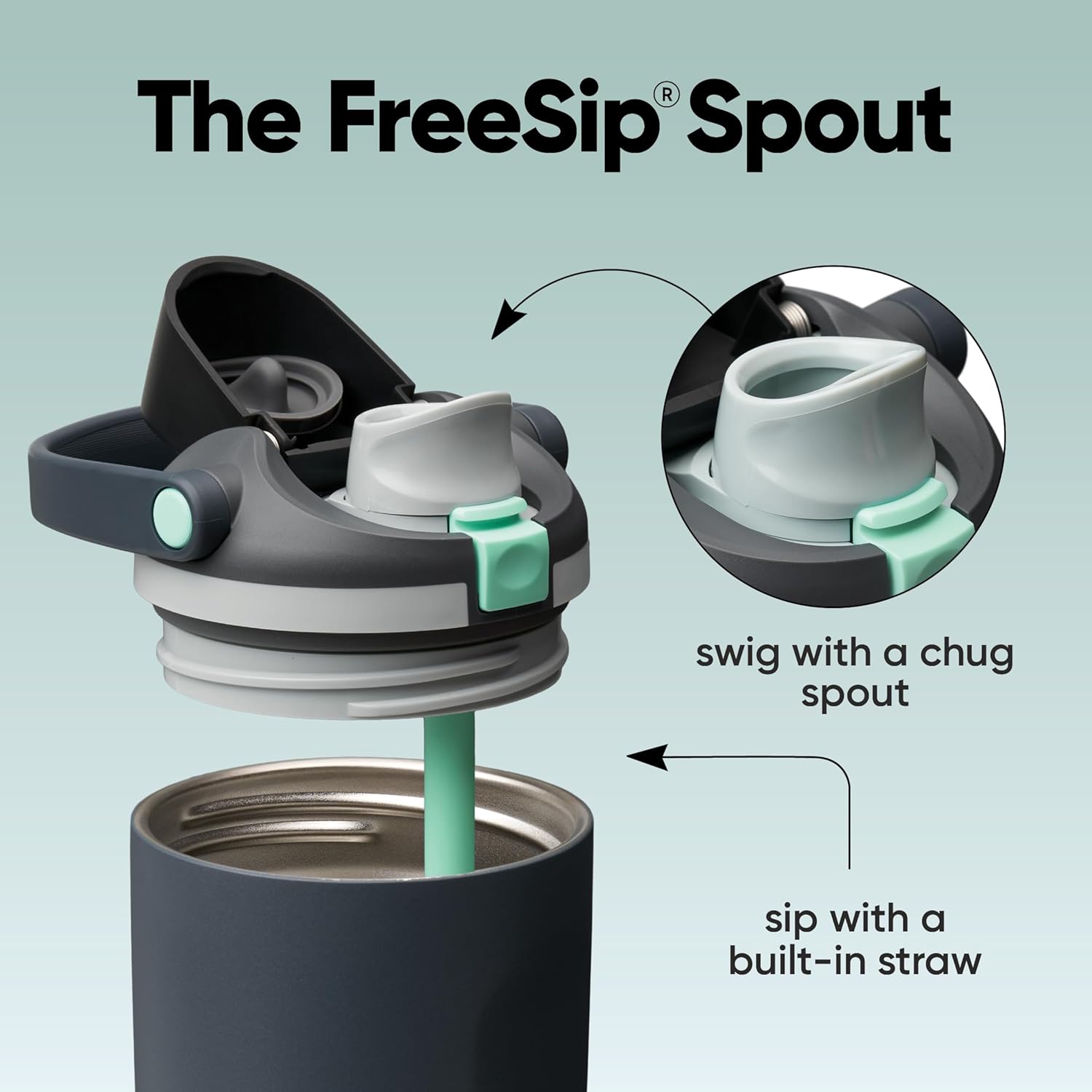 Owala FreeSip Sway Insulated Stainless Steel Water Bottle with Two-Way Spout, Built-In Straw and Bucket Handle, Made for Travel, School, and Sports, 30oz, BPA Free, Leak Proof, Foggy Tide - Image 2