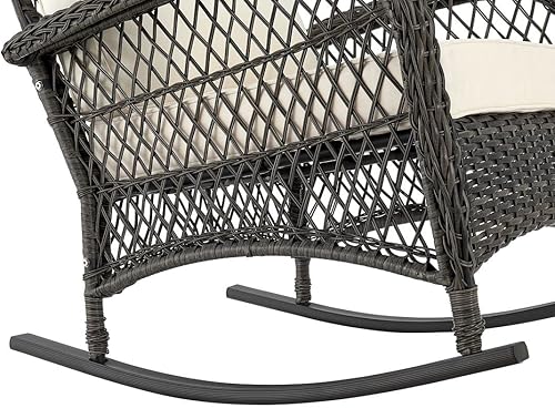 Miniatura 8 de Furttuo - Mecedora de ratán de acero con cojines en color crema