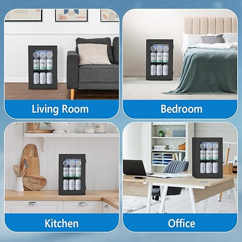 Miniatura 8 de COWSAR Refrigerador comercial de bebidas de 24 latas, refrigerador de vino para encimera, pequeño termostato digital ajustable, luz LED,