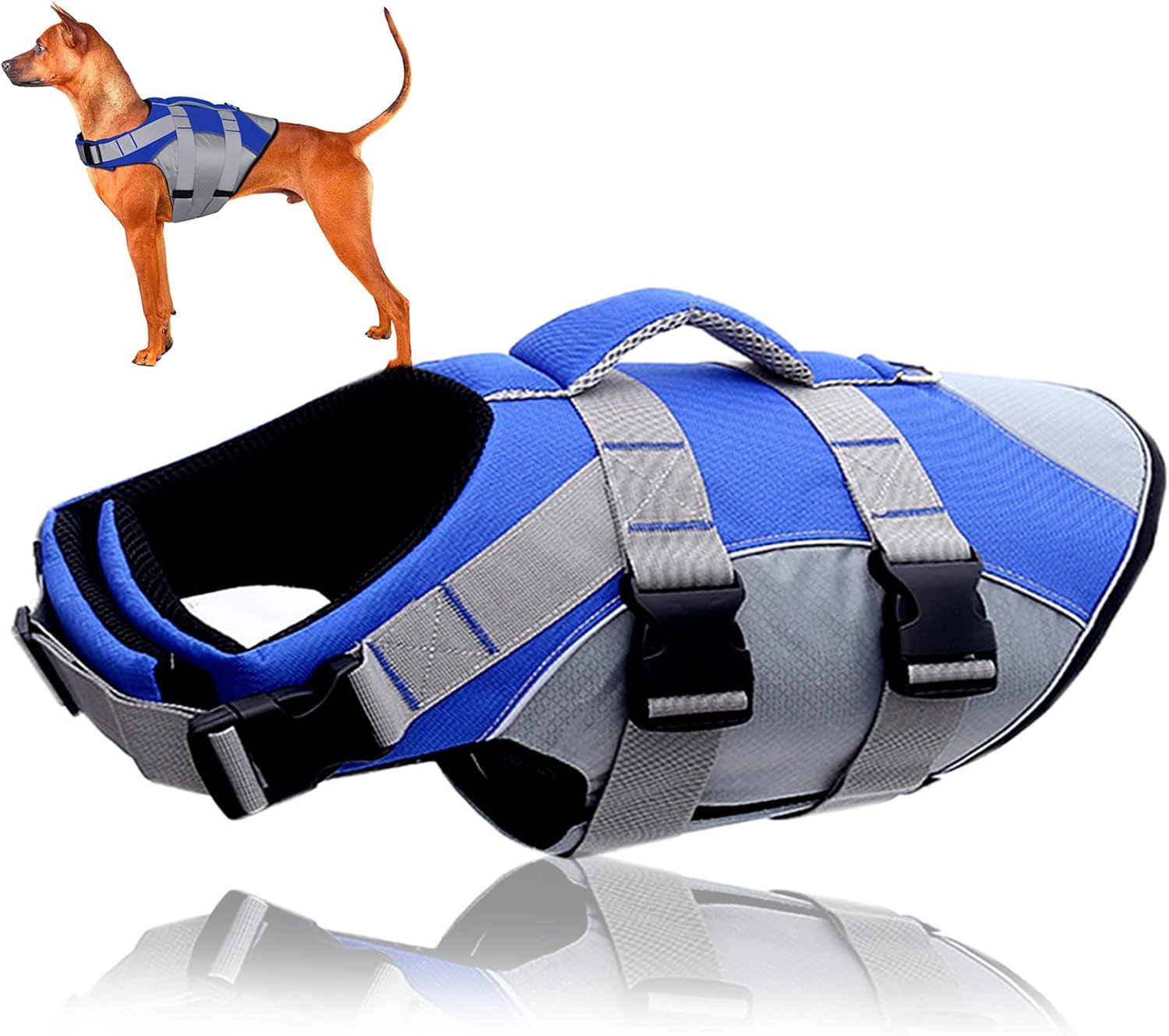 Dog Life Jackets Swimming Safety Vest,Dog Float Coat with Reflective Strips with Superior Buoyancy & Rescue Handle, Summer Dog Swimsuit Lifesaver Vest for Small Medium Large Dogs