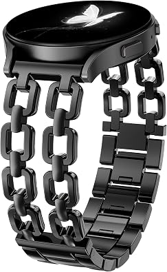 Wearlizer Metal Band Compatible with Samsung Galaxy Watch 7 6 5 4 FE Active 2 40mm 44mm/Watch 6 4 Classic 43mm 47mm 42mm 46mm/Watch 5 Pro 45mm Bands, 20mm Dressy Stainless Steel Chain Strap Women