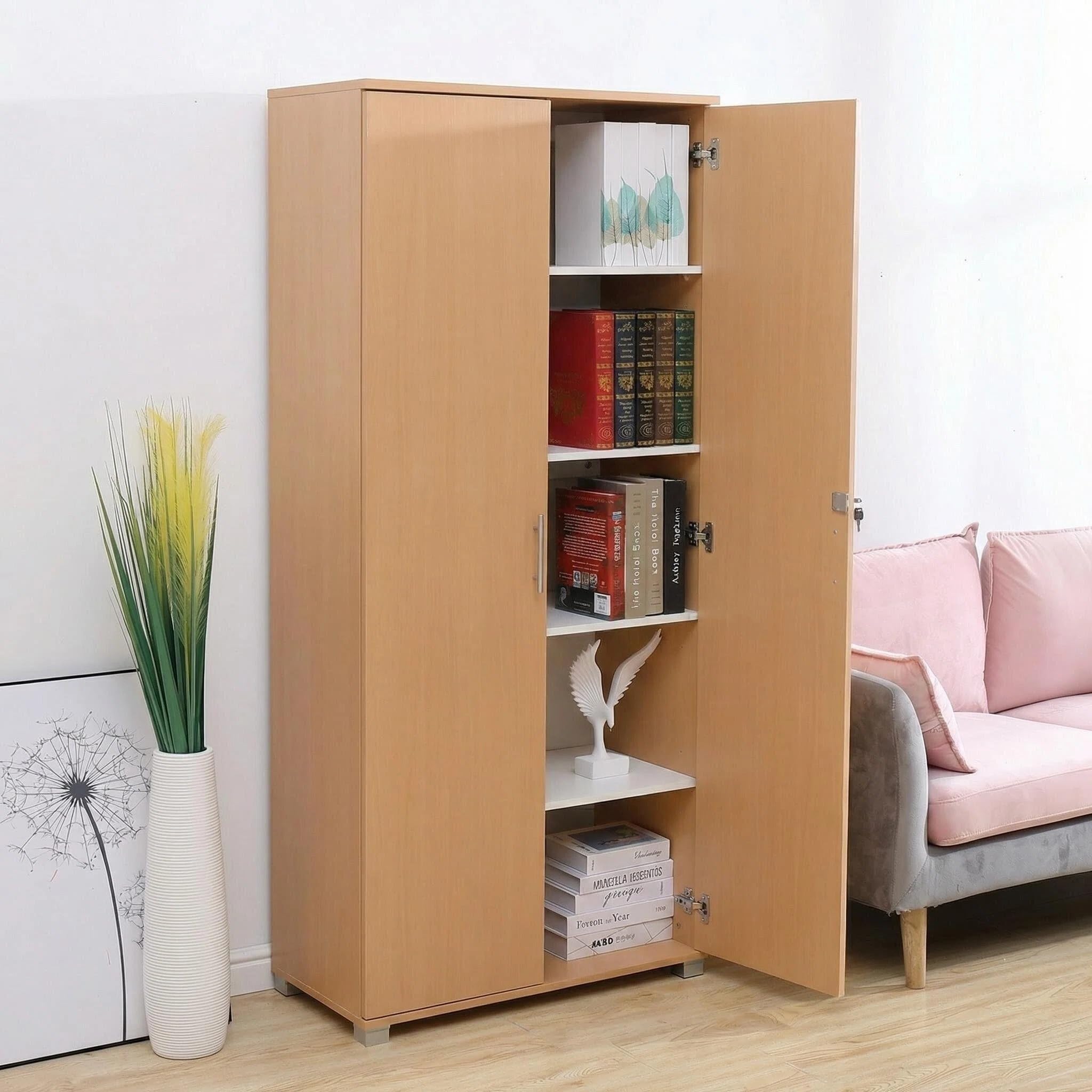 FUSIDE Wooden Storage Cabinet with Lock - Image 4