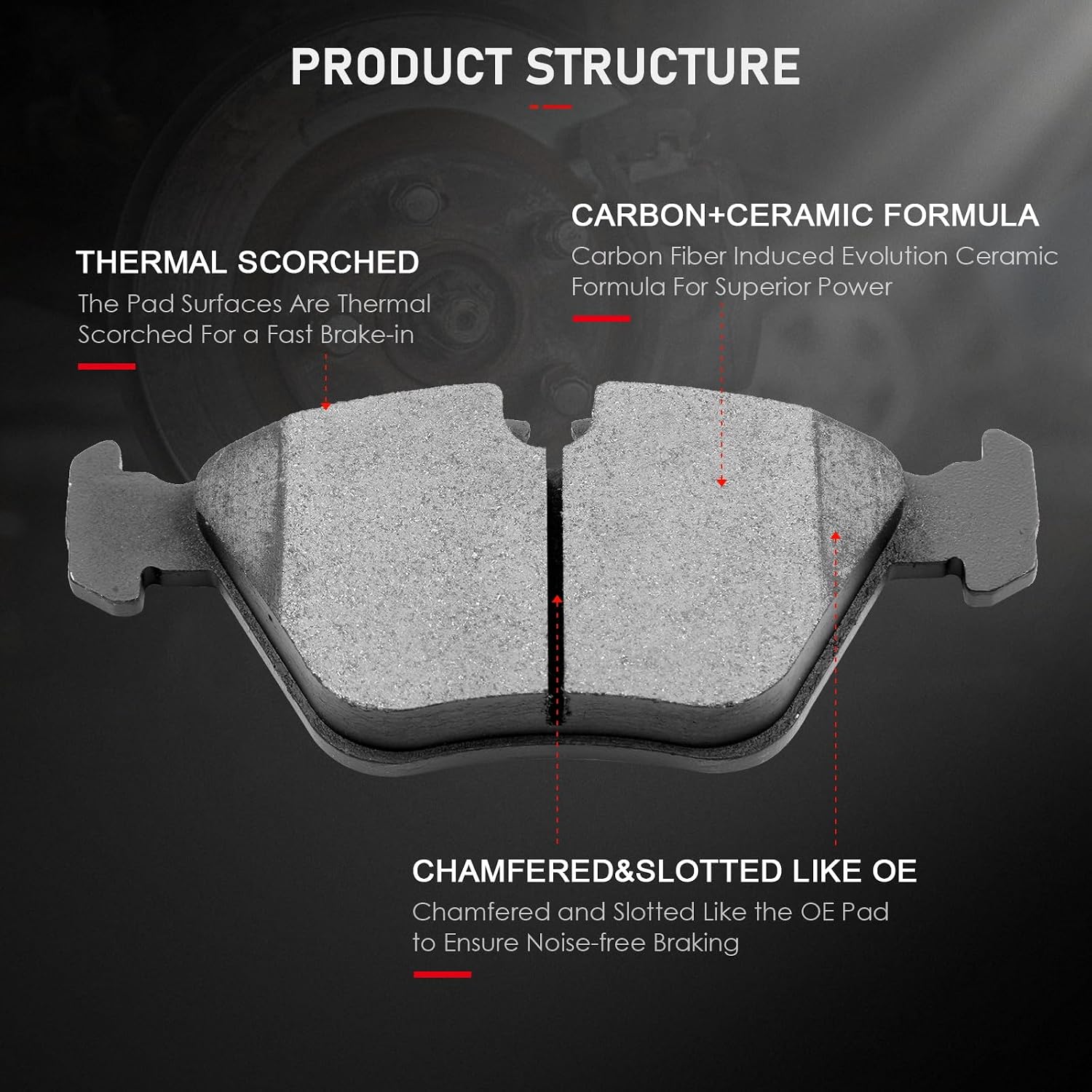 CCIYU D946 Front Ceramic Disc Brake Pads Kit - BMW 330Ci, 330i, 330xi, M3, X3, Z4 4PCS