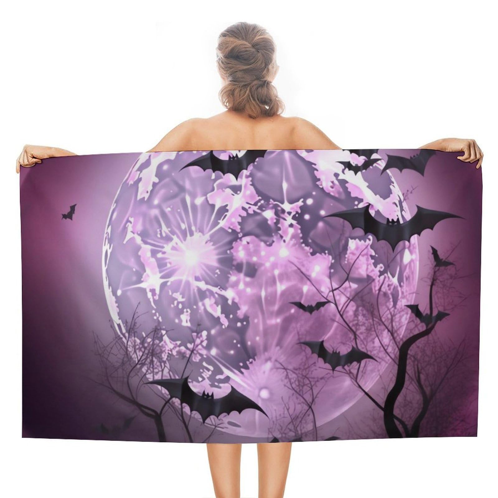 LSRCPD Beach Towels Purple Moon Swimming Swim Yoga Bath For Men Women 80X130Cm