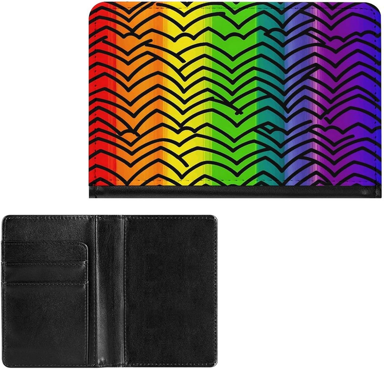 Gay Pride Rainbow Pattern Passport Holder Cover Slim PU Leather Passport Protector Case RFID Blocking Passport Wallet Cover Case Documents Organizer Protector Travel Accessories for Women Men