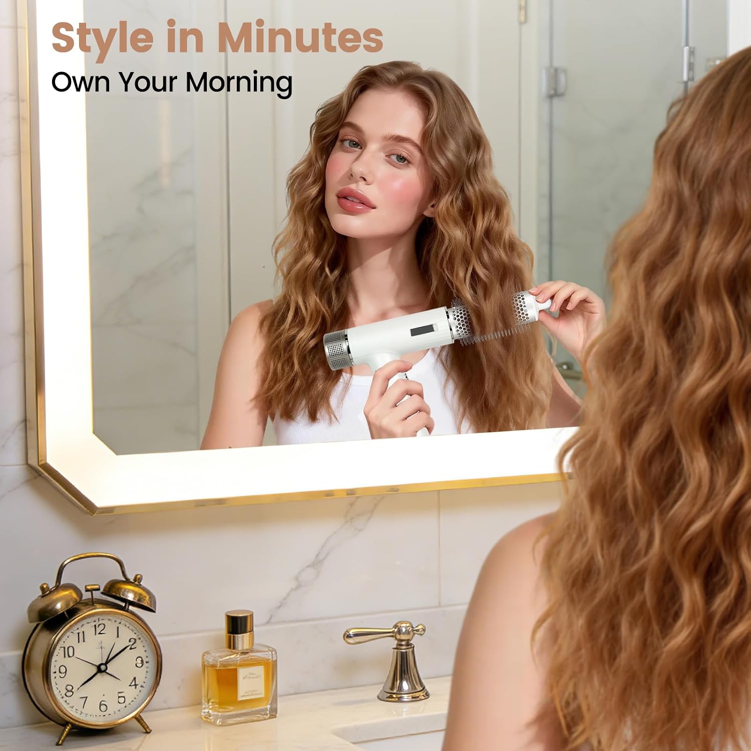 Round Brush Attachment for Shark SpeedStyle, for Shark Speed Style Pro/Pro Flex Hair Dryer, Normal Oval Round Volumizing Brush Styling for Straight, Wavy, Curly, and Coily Hair, Sliver