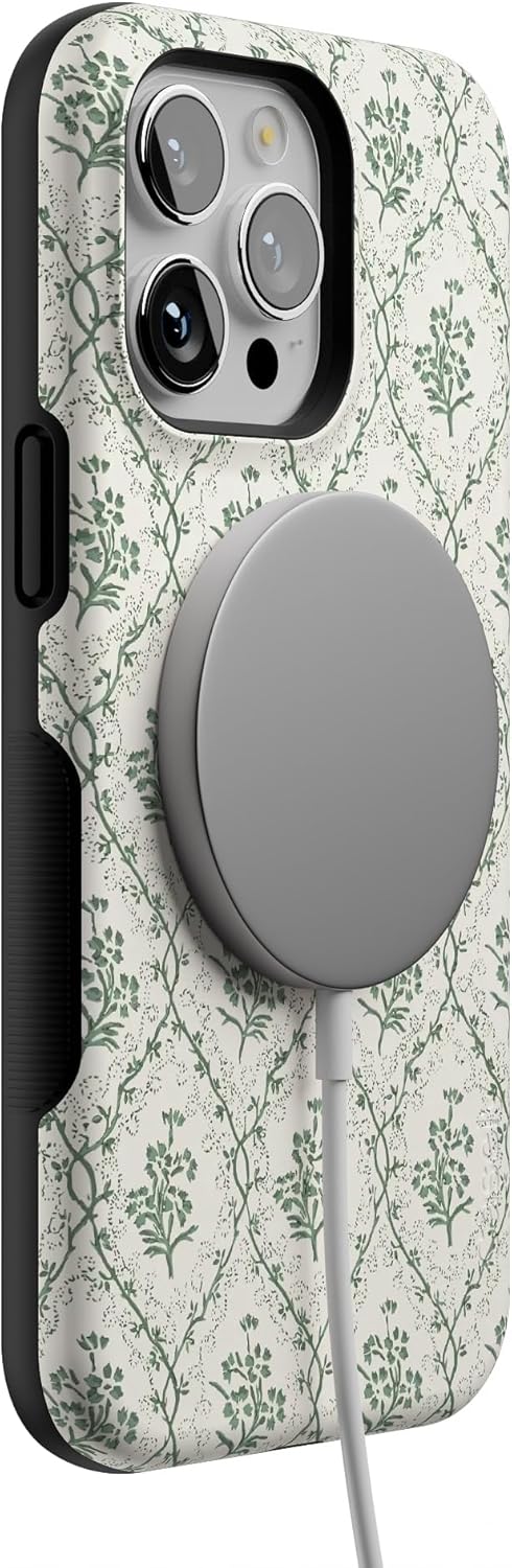 Casely iPhone 14 Pro Case | Sage Tapestry | Floral Vines | Bold Protective Design | Compatible with MagSafe