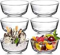 NUTRIUPS 8oz Clear Glass Dessert Bowls 6 Pack - 4.5in Small Dipping Sauce Bowls for Kitchen Prep, Snacks & Parties