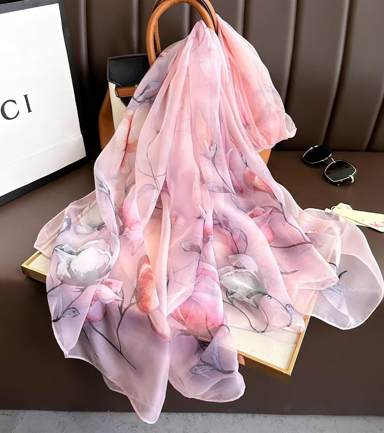 Lightweight Scarves for Women Elegant Floral Pattern Scarf Shawls Sunscreen Head Shawls