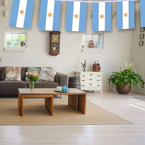 Miniatura 6 de 30 cadenas de bandera argentina, banderines argentinos de 32 pies, pancarta decorativa para decoración de patio interior y exterior