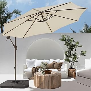 LE CONTE METZ 10 ft. Offset Hanging Patio Umbrella Cantilever Outdoor Umbrellas with Fade Resistant Solution-Dyed Canopy, ...