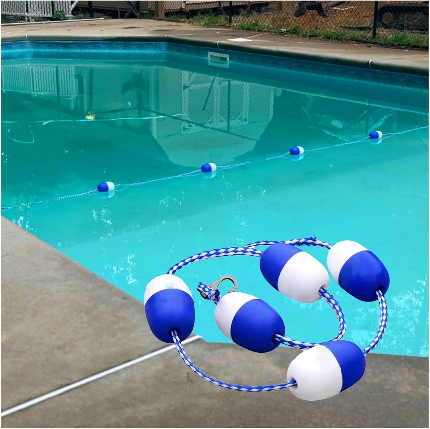 Pool Rope Floats to Divide Pool 18 Ft 30 Foot 16ft 20 Ft 25 Ft, Pool Safety Rope with Floats, Pool Divider Rope Deep Shallow End for Kids, Indoor Outdoor Pool Lane Divid