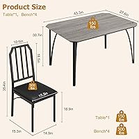 Vista 2 de IDEALHOUSE Juego de 4 mesas de comedor para 4, juego de 4 mesas de cocina con sillas tapizadas, juego de mesa de comedor con sillas de cocina, fácil
