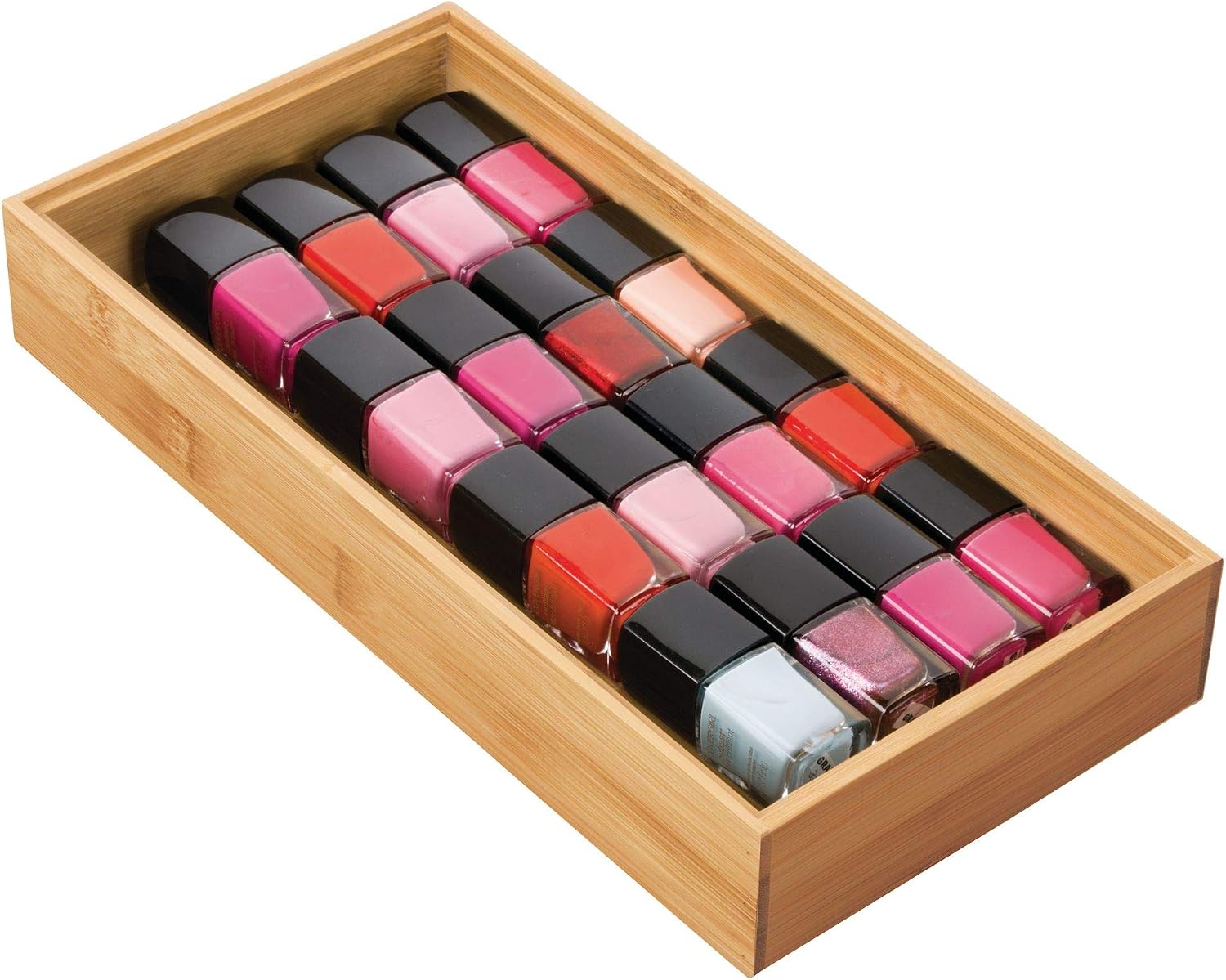 iDesign 41880 InterDesign Stackable Box-Bamboo, 6” x 12” x 2” Formbu Drawer Organizer - 6" x 12" x 2", 6" x 12"