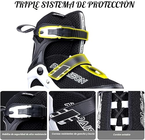Vista 5 de PAPAISON Patines en línea ajustables para niños y adultos con ruedas completamente iluminadas, patines de ruedas para exteriores para niñas y niños