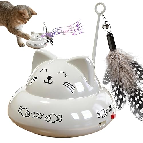 Interactive Cat Teaser, Electric Self Play Toy with Lights and