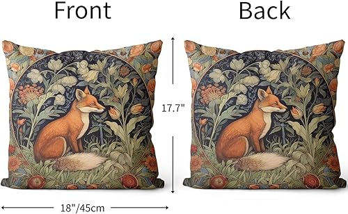 Miniatura 3 de William Morris - Juego de 2 fundas de almohada de 18 x 18 pulgadas, diseño de zorros góticos de animales para sofá y cama, diseño de academia