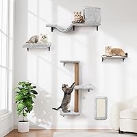 Vista 10 de Estantes de pared para gatos 5 en 1, muebles de escalada para gatos de varios niveles, percha y salón para gatos de interior, estantes montados