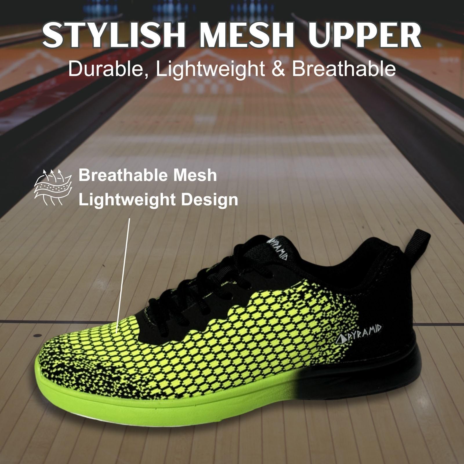 Pyramid Path Lite Chaussures de Bowling en Maille sans Couture pour Homme – Design léger et sans Couture, Coupe athlétique, Dessus en Tricot Respirant, Semelles coulissantes universelles