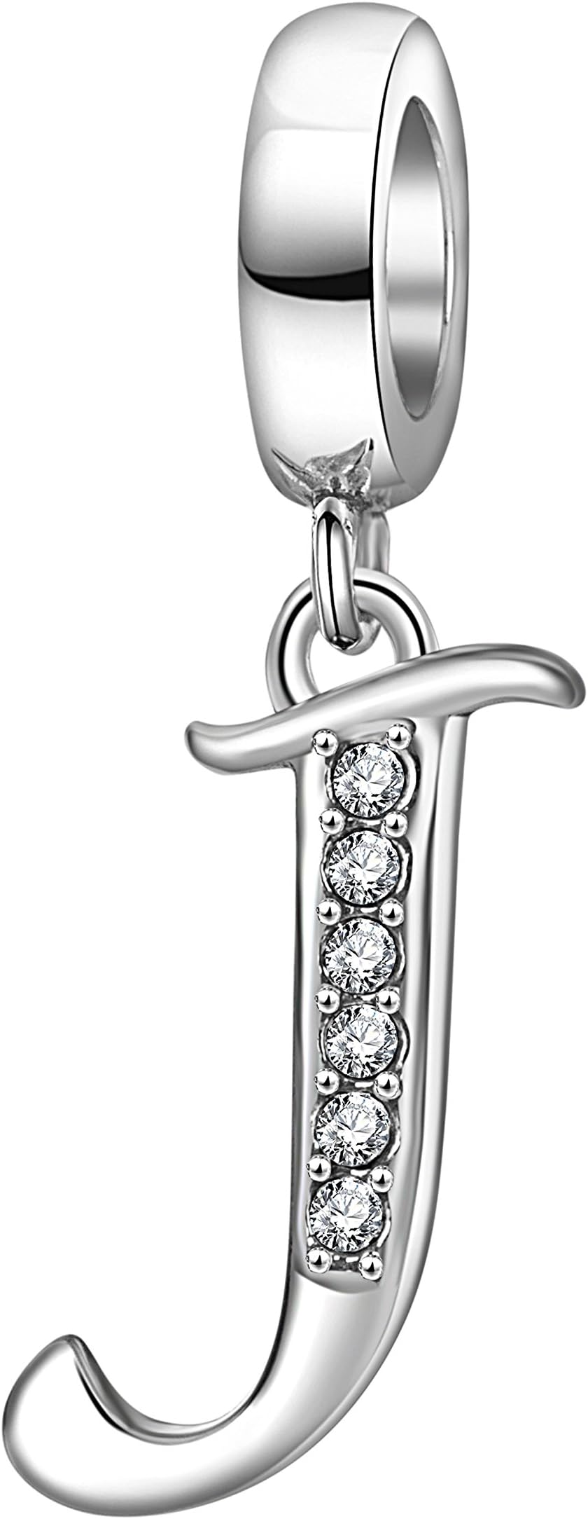 925 Sterling Silver Initial Charms fit Pandora Charms Bracelets Alphabet A-Z Crystal Charm Letter Beads for Women Christmas Mother's Day Valentines Birthday Gift
