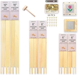12 Pcs Needlepoint Stretcher Bars Set (3 Complete Frames), Premium Pine Wood, Includes 60 Tacks & Tools, for Embroidery & Canvas Stretching (6"/8"/10" Set)
