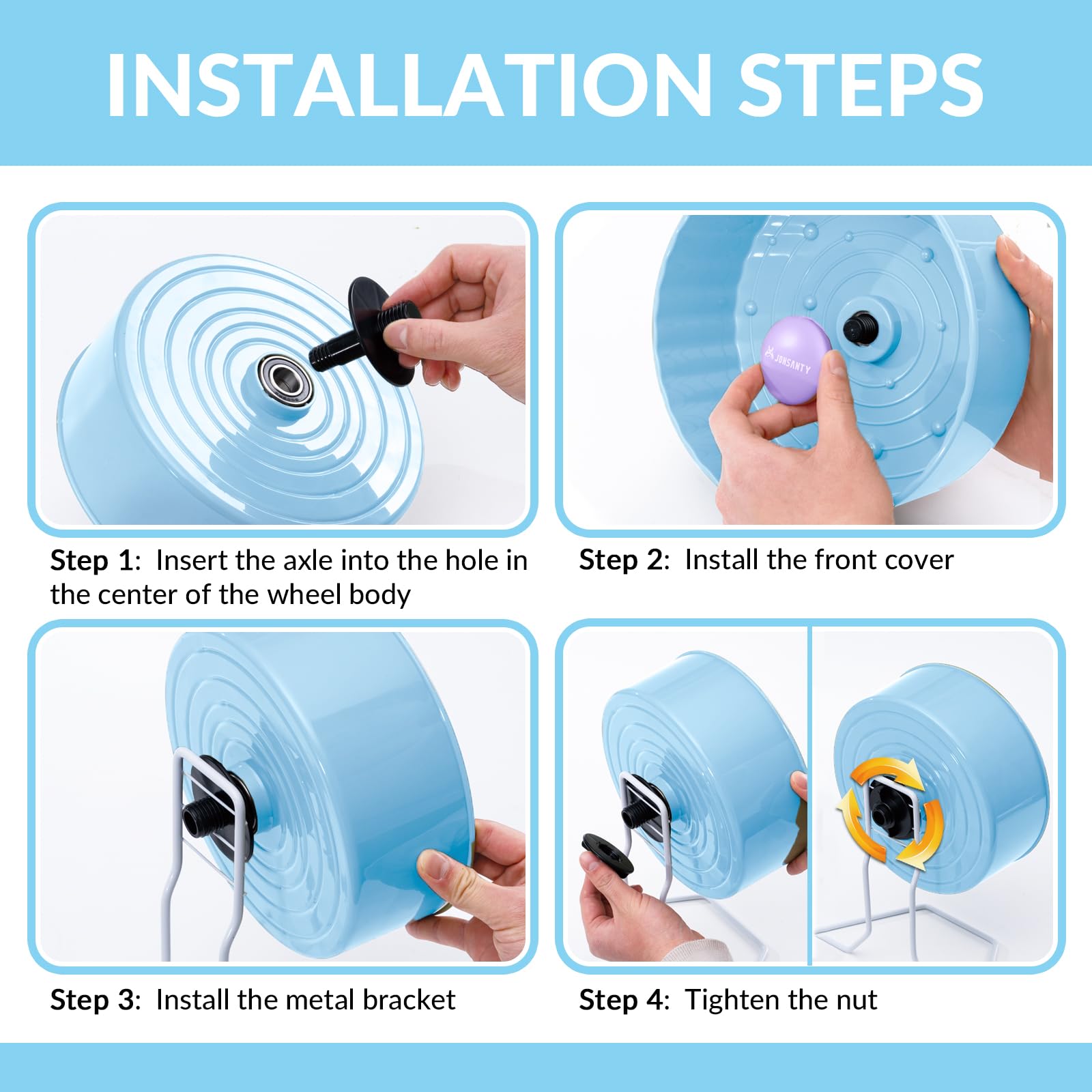 8.4" Silent Hamster Wheel, Non-Slip Track, Exercise, Release Stress, Relieve Anxiety, Adjustable Height Stand, for Syrian Dwarf Hamster, Gerbil, Mice, Other Small Medium Sized Pets, Blue - image 7