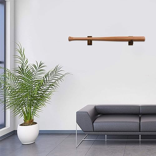 Miniatura 6 de HAKZEON 6 soportes para bates de béisbol, soportes de madera maciza, soporte de pared para bates de béisbol con 9 tapones protectores y 9 tornillos