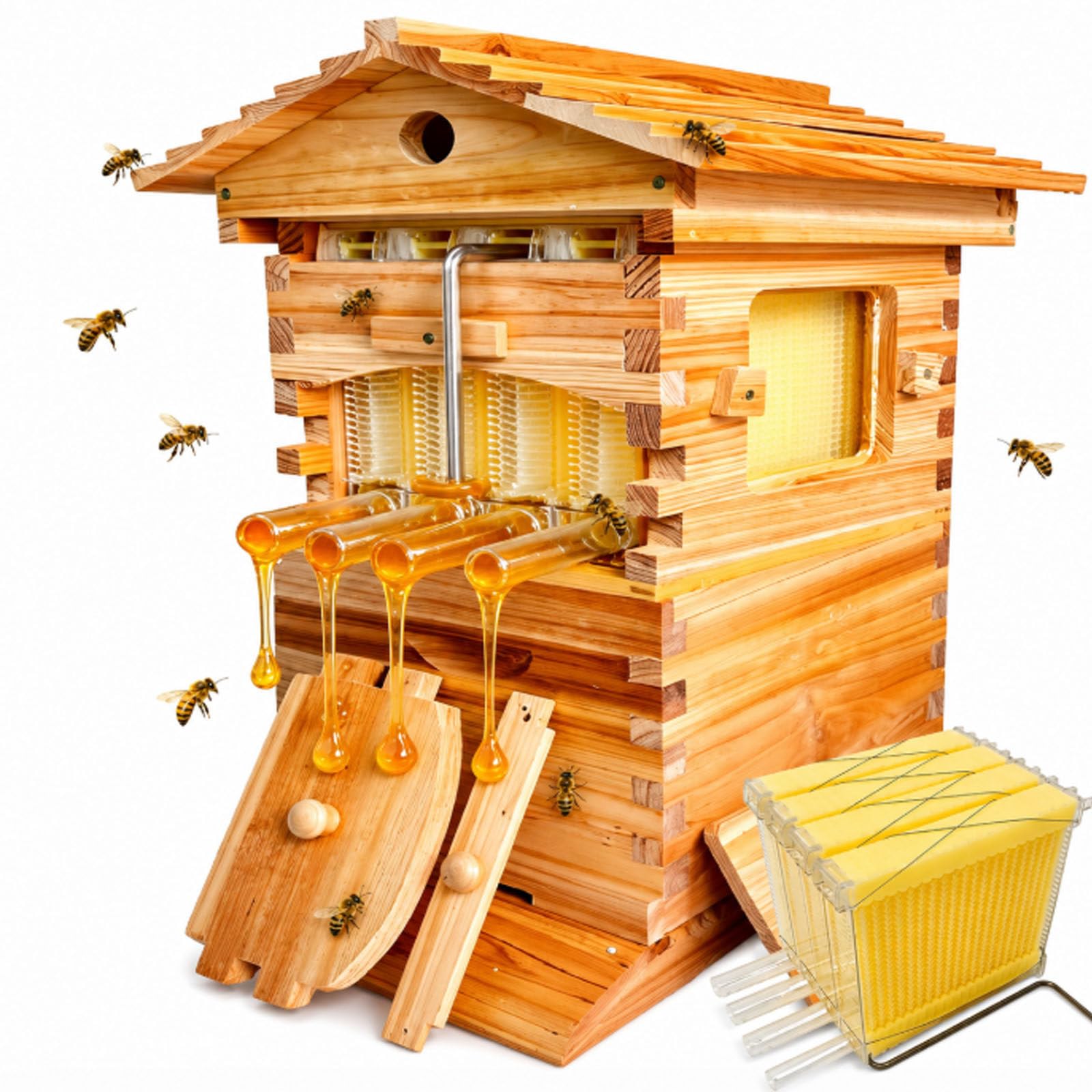 Selbstblühender Bienenstock,Honigbienenkasten,Honigbienenkasten-Set 4spleens
