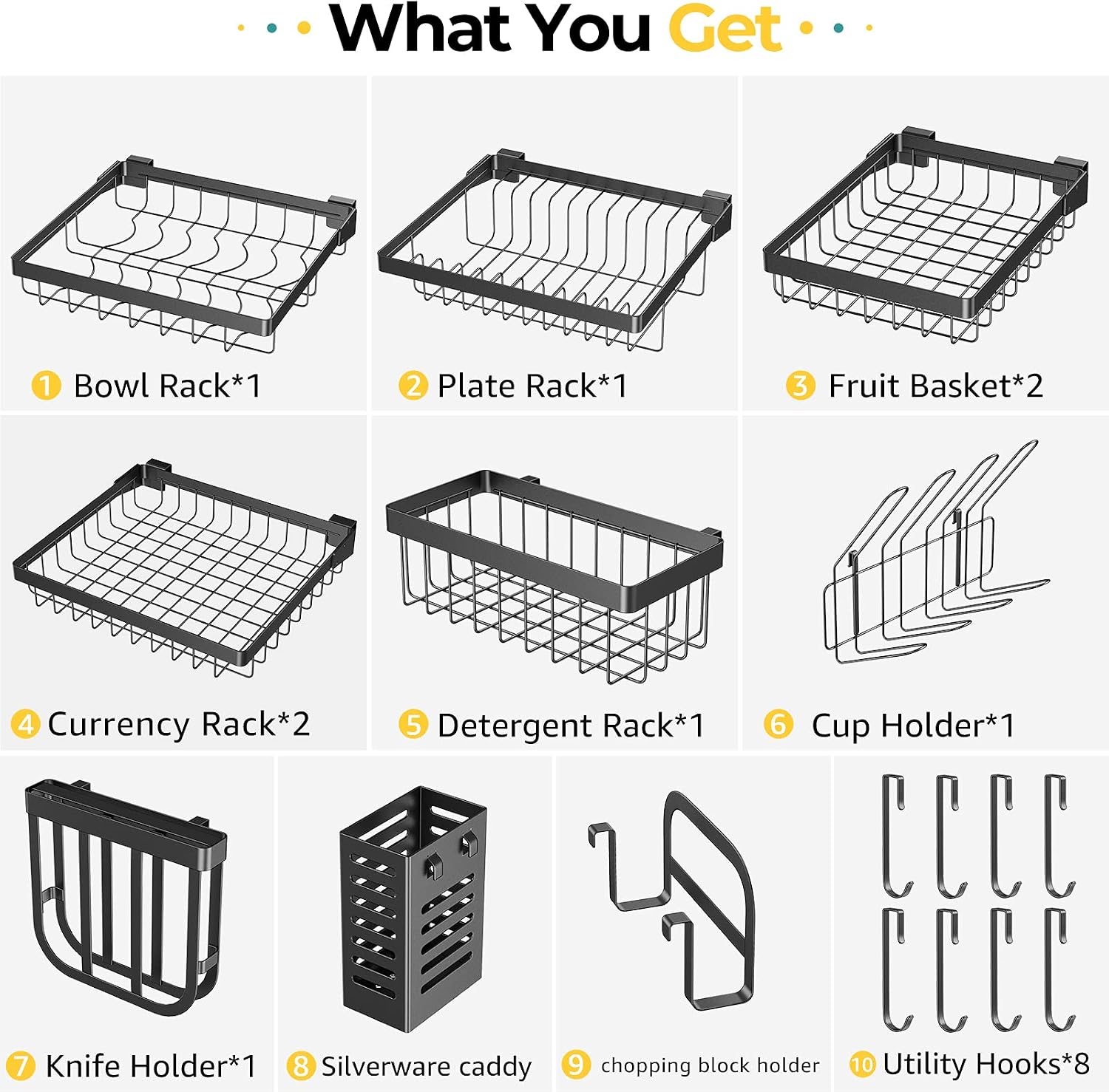 Shoe Rack, 3 Tier Over Sink Dish Drying Rack, Adjustable Length(35.5"-42") Sink Drying Rack Stainless Steel, Large Dish Rack Drainer for Kitchen Organizer Storage Space Saver with 8 Utility Hooks (black)
