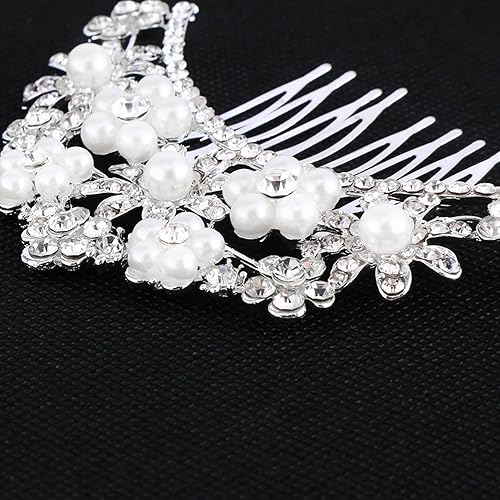 Miniatura 6 de 24 peines para el cabello de novia de boda con diamantes de imitación de perlas de cristal accesorios laterales para el cabello y horquillas de pelo