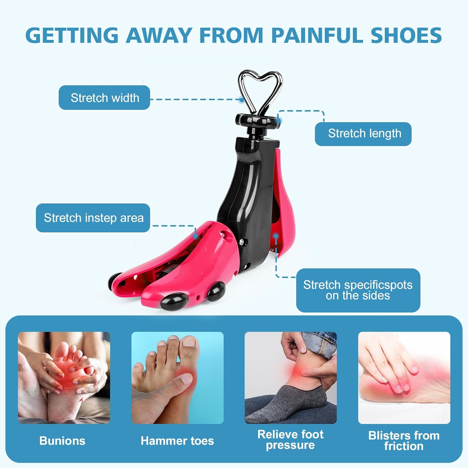 2 Pieces Shoe Stretcher Boot Stretcher, Adjustable Width and Length Shoe Expander Shoe Widener Stretcher Women Men