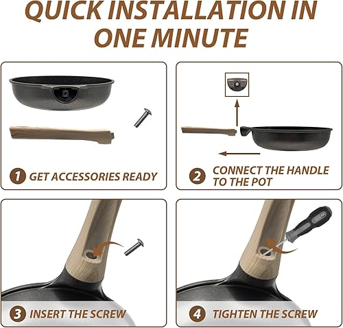 Miniatura 6 de Sartén antiadherente de cerámica, sartén antiadherente de aluminio con mango suave al tacto, sartén de 8 pulgadas (8 pulgadas, negro ceniza)