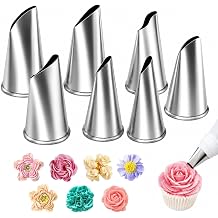 7 Pieces Fondant Rose Piping Tips Stainless Steel | Cream Icing Piping Fondant Rose Nozzle Pastry Tools