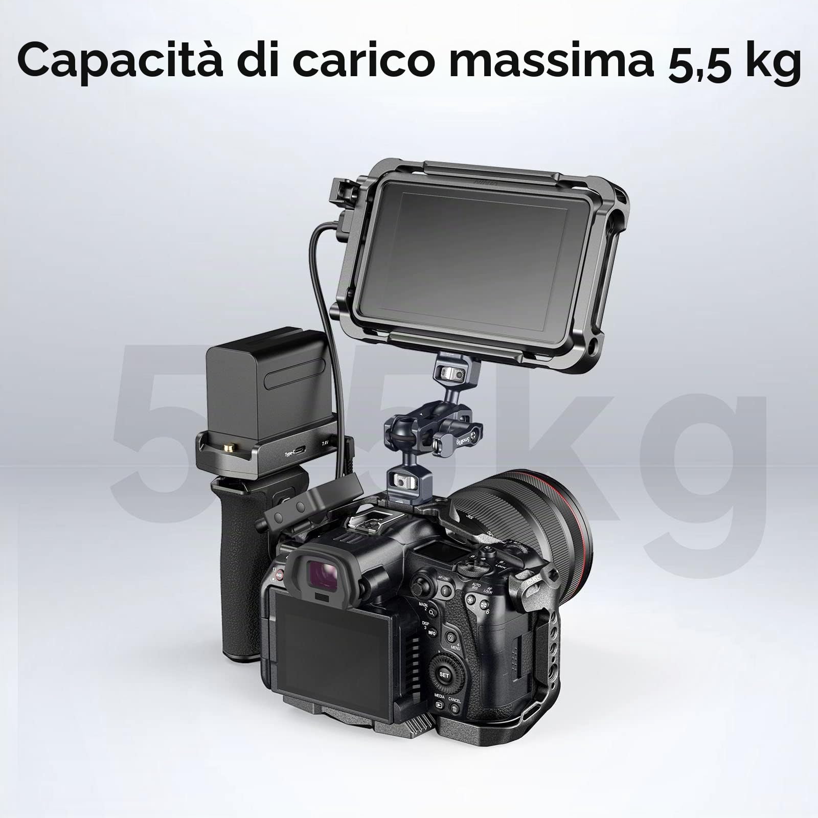 SMALLRIG Braccio Magico con Doppia Testa a Sfera con Viti da 1/4"-20, Carico Massimo 13.23lbs/6kg, Solo 88 g, Realizzato in Lega di Alluminio e Acciaio Inossidabile - 3873