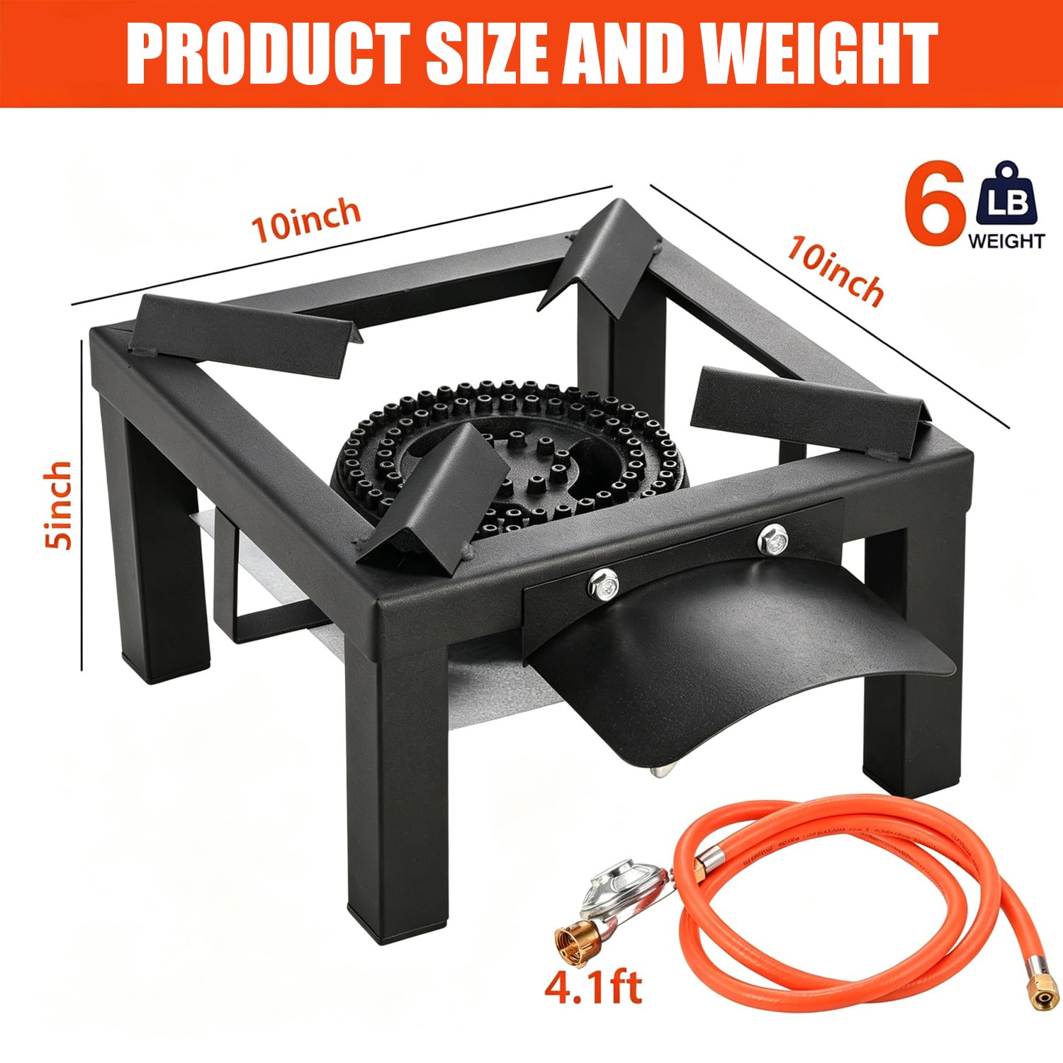 Fornello a Gas Da Campeggio,Design Portatile,Cucina Da Esterno Con Scudo Termico,Tubo Da 1,5 m Con Riduttore Di Pressione, Bruciatore In Ghisa Adatto Per Campeggio,Picnic,Riunioni Di Famiglia,Ecc.