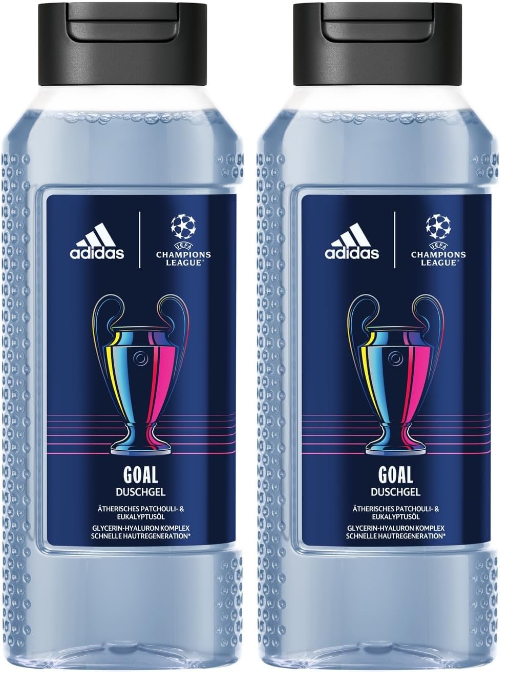 adidas UEFA Champions League Goal Edition Duschgel, mit langanhaltend frischem, grünem Fougère Duft mit natürlichen ätherischen Ölen für Männer, 250ml (Packung mit 2)
