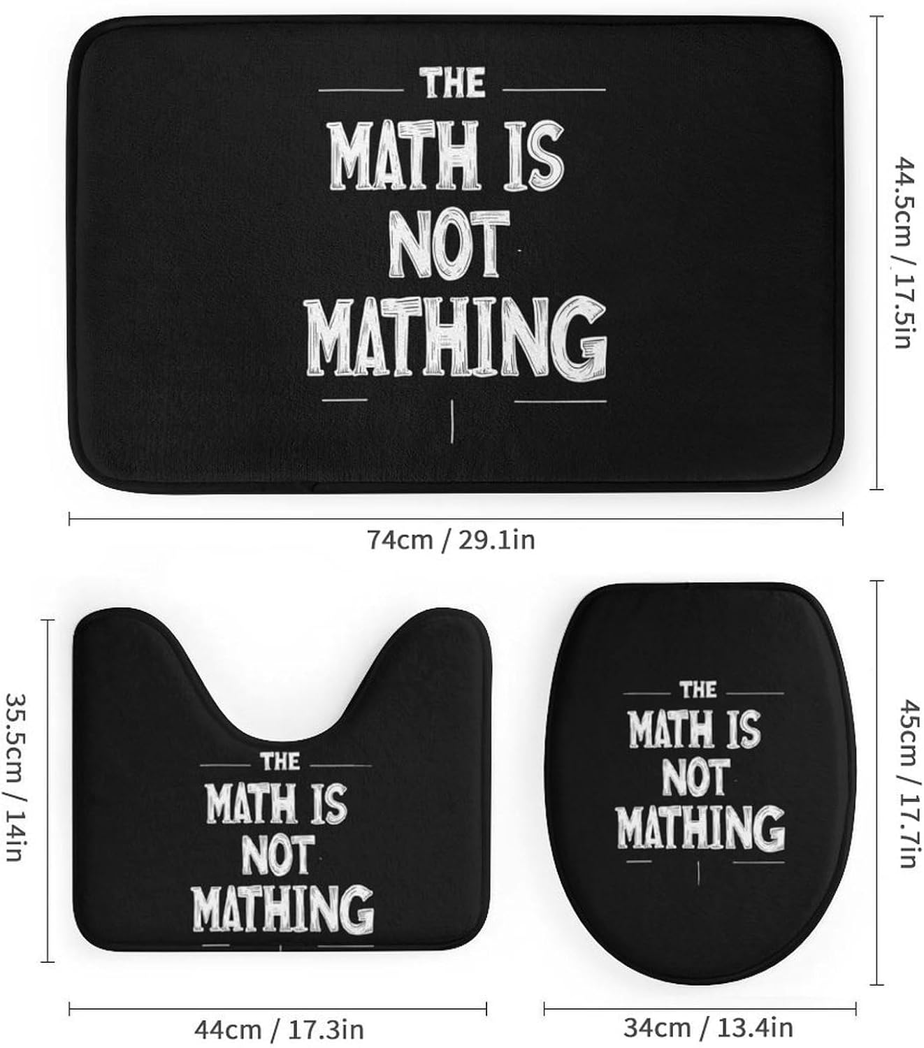 The Math is Not Mathing Bathroom Sets with Shower Curtain and Rugs 4 Piece with U-Shaped Floor Mat Toilet Lid Cover