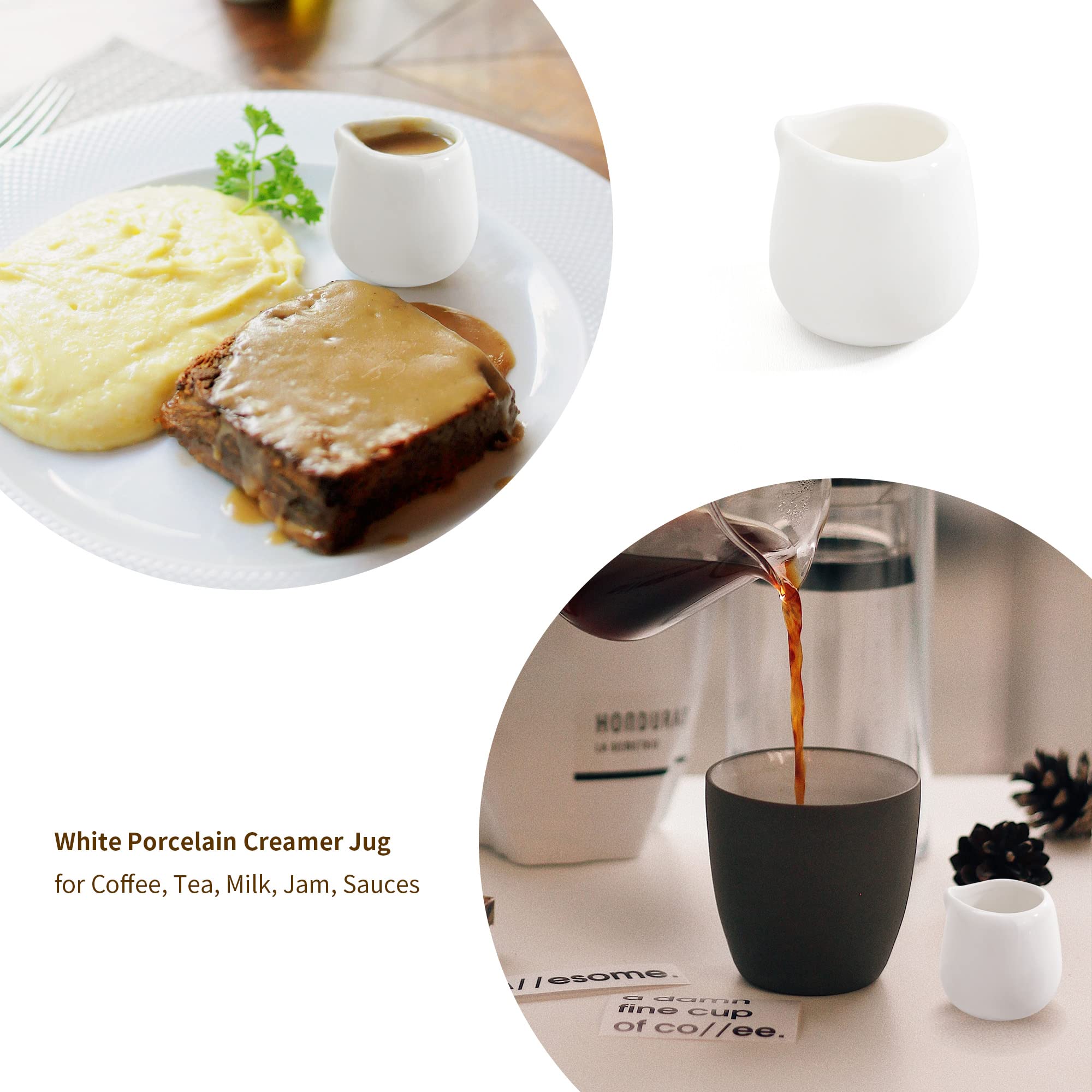 Mini-Sahnekrug, Mini-Krug aus Keramik, kleine Cremekrüge, weißes Porzellan, Cremekrug für Milch, Kaffee, Marmelade, Saucen, 12 Stück