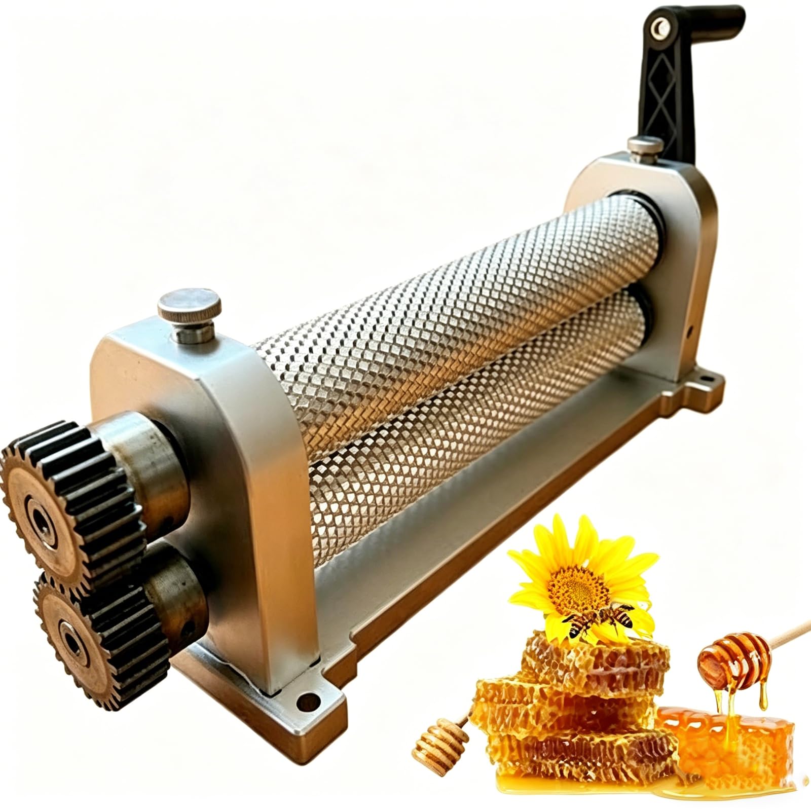 JozyJul Manual Beeswax Foundation Press Machine for Beekeeping, Aluminum Alloy Roller with Adjustable Cell Sizes, Efficient Honeycomb Production Equipment 5.4mm