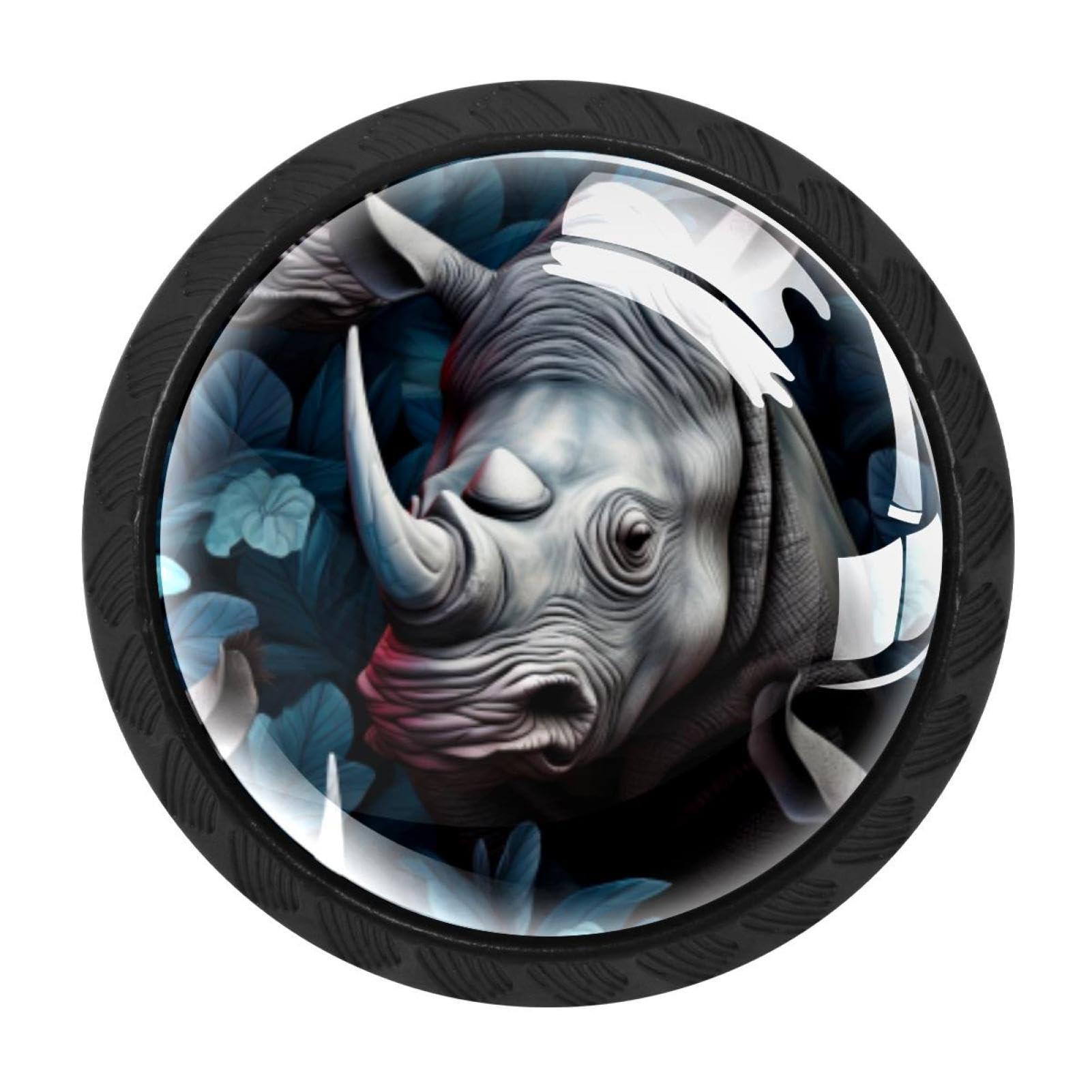 CHENZZZZ 4 pcs Rhinoceros Cabinet Knobs Crystal Drawer Pulls for Kitchen, Bathroom Cabinet, Dresser and Cupboard